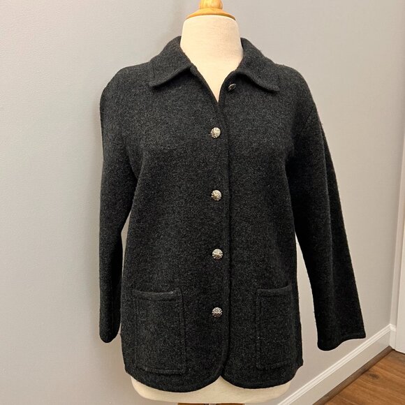 Talbots Gray Boiled 100% Wool Button Jacket Sz PS - Picture 1 of 13